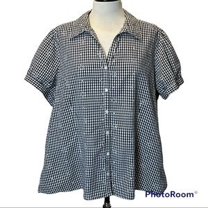 Sag Harbor Checkered and Embroidered Blouse